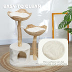 PawHut Cat Tree, 37" Cat Tower for Indoor Cats, Modern Cat Scratching Post with Wooden Posts, Cat Condo, Cat Beds, Toy Balls, Washable Cushions, Anti-Tip Kit, for Kittens & Adult Cats