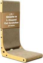 27" L Shaped Cat Scratchers for Indoor Cats, Corrugated Cardboard Cat Scratcher Pad, Vertical Scratching Board Indoor Use Protecting Furniture Scratch Pad, Cardboard Scratching with Ball Toy