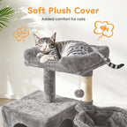 Multi-Level Cat Tree Tower for Large Cats with Scratching Posts, Condos, Perch, Hammocks & Toys, Cat Jungle Gym for Indoor Cats, Ideal for Multi-Cat Households, Gray