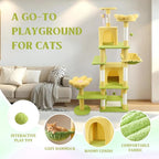 Flower Cat Tree with Large Condo, Removable Flower Cushion and Hammock, Multi-Level Cat Tower with Hanging Basket, Cat Cave, Scratching Posts,Cat Furniture for Indoor Cats, Perfect for Multiple Cats