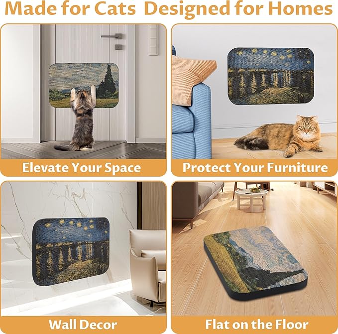 2 Pack Art Cat Scratcher, Wall-Mountable Cat Scratch Pad, Cat Wall Scratcher 16.7x11x1 Inch Cat Scratching Board for Indoor Cats Toy (Series2)