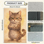 Nuxovilar Cat Scratch Pad 15.3x23.6 Inches Polyester Synthetic Fiber, Grumpy Tabby Cat Print, wall Scratcher, Scratching mat, Home Decor, Living Room, Game Room (2pcs)