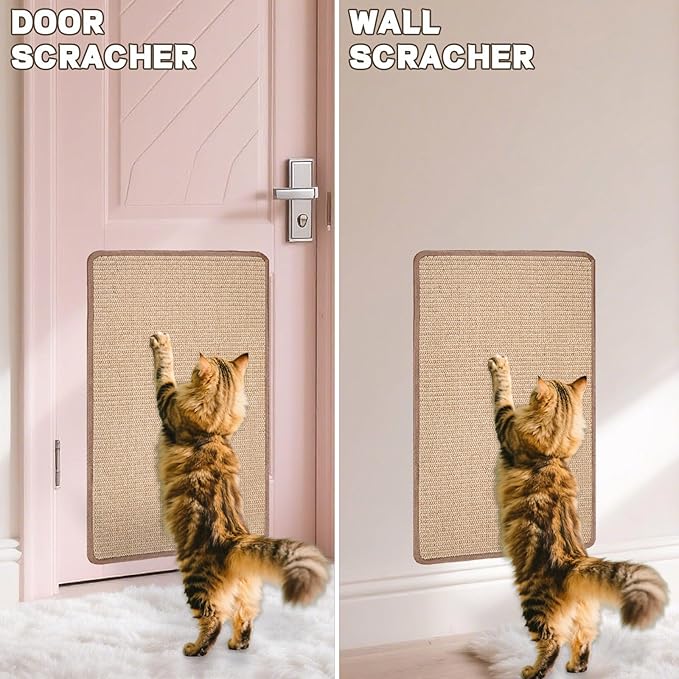 2 Pcs Cat Scratcher Mat Natural Sisal Cat Scratch Pad Indoor Horizontal Floor and Wall Cats Scratching Pad Rug Protect Carpets and Sofas