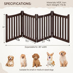 Yaheetech 24" H Freestanding Pet Gate for Dogs Wooden Dog Gates for Hallway, Doorway Collapsible Indoor Pet Fence with Support Feet Stair Barrier 4 Panels Fence Espresso