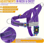 Lukovee No Pull Dog Harness & Leash Set - Heavy Duty Dog Vest Harness with Soft Padded for Medium Large Dogs, Adjustable Reflective Tactical Pet Harness for Easy Walk and Training (S, PU)