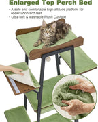 74-Inch Modern Cat Tree Tower for Large Cats, Multi-Level Cat Tower with Scratching Board, Large Perch, Hammock, Removable Pads, Green