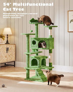 Yaheetech 54in Cat Tree, Cat Tower with Large Condo Sisal Scratching Posts and Dangling Balls, Pet Furniture for Kitten, Green
