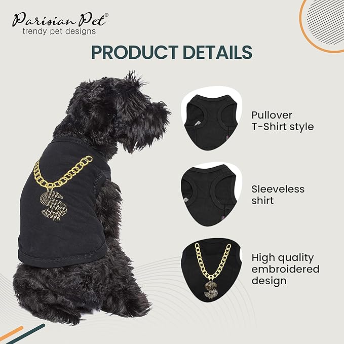 Parisian Pet Dog Shirt – 100% Cotton Shirts for Small Dogs – Black Sleeveless Puppy Clothes – Lightweight and Breathable Pet Apparel – Cool and Stylish Dog Clothes - Stretchy T Shirts for Dogs