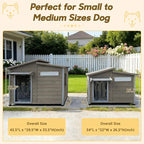 Outdoor Wooden Dog House for Small Dogs, Weatherproof Winter Dog Kennel with Openable Roof & Window, Chew-Resistant Frame, Cozy Indoor Shelter (Grey, 34" D x 22" W x 26.5" H)