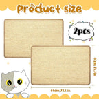 2 Pack 23.6 X 15.7 Inch Cat Scratch Mat, Natural Sisal Cat Bunny Rabbit Scratching Pad with Jute Border, Durable Scratch Rug, Natural Fabric Horizontal Cats Pad for Furniture Sofa and Wall(Beige)
