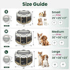 Love's cabin Pet Puppy Dog Playpen, Medium Dog Tent Crates Cage Indoor/Outdoor, Portable Playpen for Cat, Foldable Pop Up Dog Kennel Playpen with Carring Case, Removable Zipper Top, Khaki