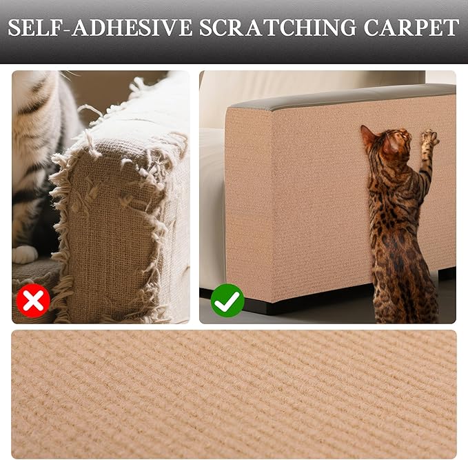 2 Pack Cat Scratch Furniture Protector Trimmable DIY Climbing Scratching for Indoor Couch Protector from Cat Claws, Walls and Tower Replacement (Beige, 15.7'' x 23.6'')