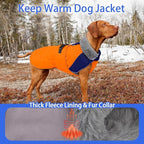 MIGOHI Waterproof Dog Winter Coat - Thick Dog Fleece Jacket with Reflective Strips, Warm Winter Snowsuit Sweater for Small Dogs,Machine Washable,French Bulldog,M,Orange