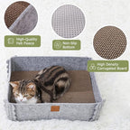 Felt Cat Scratcher Lounge Box with Removable Cardboard,Rectangular Cat Bed with Corrugated Board, Pet Scratching Pad for Furniture Protection, Training Toy (Gray)