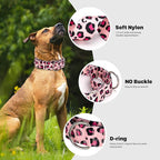 Martingale Collar for Dogs, Heavy Duty Adjustable Soft Nylon Dog Collars with Pink Leopard for Medium & Large XL Dogs (Pink Leopard,M)