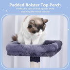 Hey-brother Cat Tree Tower, Scratching Posts with Cozy Condo, Padded Bed, Hammock, Plush Perch, Sisal Post and Ball for Indoor Kittens, 44.9 Inches, Smoky Gray MPJ009SG