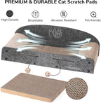 FUKUMARU 26 Inch Large Cat Scratcher Bed, 2 Reversible Cardboard Cat Scratch Pads Refill for Indoor Cats, Durable Cats Scratching Bed Sofa Couch Lounger with Fun Toys, Furniture Protector, Grey