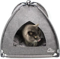 Winsterch Cat Bed Cave for Indoor Cats, Small Pet Tent Cave for Cats, Kittens, and Small Dogs, Warming Cat House with Removable Washable Cushion (18.5'‘ x 18.5’' x 15.8'', Grey)
