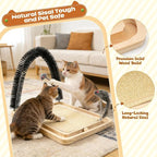 Pawaboo Sisal Cat Scratcher Toy, 16.93"×12.99"×12.20" Cat Scratcher Toy with Ball Track, Wooden Interactive Toys for Indoor Cats Scratch Pad, Cats Chasing Hunting Physical Exercise Toys