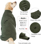 Dog Coats Autumn Winter Jumpsuit for Large Medium Dogs, Warmer Polar Fleece Dog Bodysuit Lightweight Pajamas, Pullover Stretchy Cold Weather Clothes (Dark Green, 7XL)