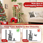 Tangkula Christmas Cat Tree, 61” Tall Cat Tower with Sisal Scratching Posts & Climbing Ladder, Plush Perch, Gift Box Shaped Condo, Hanging Toys, Basket Bed, Cute Cat Tree Tower Holiday Decoration
