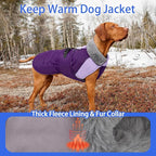 MIGOHI Dog Winter Coat - Reflective Medium Dog Snow Jacket with Thick Turtleneck,Windproof Pet Fleece Vest, Cold Weather Coat for Medium Dogs, Snowproof for Hiking,Camping,L,Purple