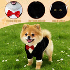 Dog Tuxedo Suit with Bow Tie Dog Shirt Puppy Clothes Formal Pet Tux Party Birthday Costume for Small Medium Dogs Pet Weding Attire Dress Up Cosplay Prince Costume Gentleman Apparel (Large)