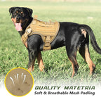WINGOIN Tactical Dog Harness for Large Dogs, Heavy Duty No Pull Dog Harness with Handle, Adjustable Reflective Military K9 German Shepherd Big Size Dog Vest for Walking, Training, Hunting, Khaki (L)