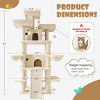 SHA CERLIN 81 Inches Extra Large Cat Tree for Indoor Adult Cats/XXL Big Cat Tower with Condo/Cozy Perches/Sisal Scratching Posts and Hammocks/Activity Center/F80/Heavy Duty/Beige