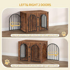 31.5'' Wooden Dog Crate Furniture, Indoor Dog Kennel Dogs Cage for Small/Medium Dogs, Heavy Duty Dog Crates Decorative Pet House End Side Table TV Stand, Rustic Brown DFC85101B