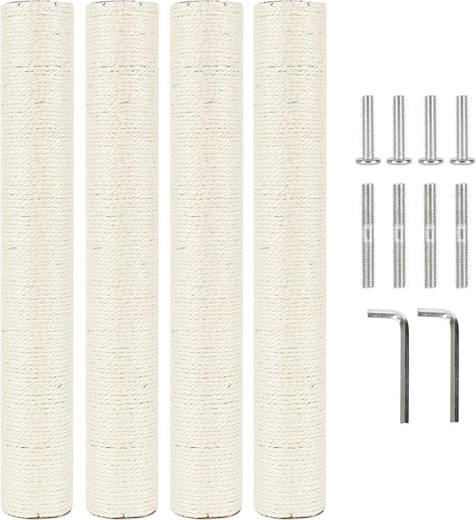 4 Pcs 2.9in 7.4cm Diameter Scratching Post Replacement Pole for Cat Tree (M8, 19.7in/50cm)