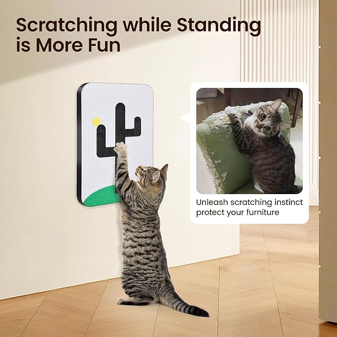 Potaroma Wall Mounted Cat Scratcher Boards, 2 Pcs Cat Scratch Board, Cat Scratching Cardboard for Indoor Cats 13 x 10 Inches