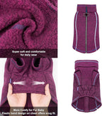 cyeollo Warm Dog Sweater with Zipper, Doggy Reflective Highneck Jackets with D Ring Step in Dog Winter Coats Fleece Female Stretchy Dogs Sweaters Pet Clothes for Large Dogs, Purple 3XL