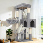 Globlazer Extra Thick Scratching Posts Tower Sturdy 50-inch Corner Cat Tree Tower for Indoor Cats, Cat Tower for Adult Cats with Scratching Board, Kitty Condo, Basket, S50, Light Gray