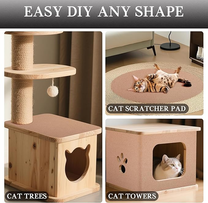 2 Pack Cat Scratch Furniture Protector Trimmable DIY Climbing Scratching for Indoor Couch Protector from Cat Claws, Walls and Tower Replacement (Beige, 15.7’‘ x 78.7'')
