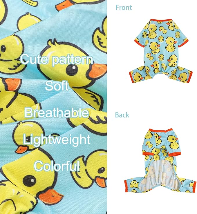 Dog Pajamas Pjs Spring Summer Dog Clothes for Small Dogs Girl Boy, Soft Stretchy Tiny Chihuahua Yorkie Puppy Clothes Doggie Onesies Cat Pet Jammies Outfit, Blue Duck, M