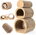 3-in-1 Reversible Cat Scratching Mat - Cardboard Scratcher Board with Cat Tunnel Bed, Kitten Scratch Pad for Indoor Cats Play, Rest, Scratch