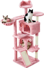 Yaheetech Cat Tree, 57 inches Cat Tower with Double Condo, Scratching Board and Basket, Cat Furniture for Indoor Cats Kitten- Pink