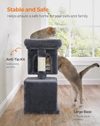 Feandrea Cat Tree, 26.4-Inch Cat Tower, Plush Condo for Kittens up to 7 lb, Large Perch, 2 Caves, Scratching Post, Smoky Gray UPCT611G01
