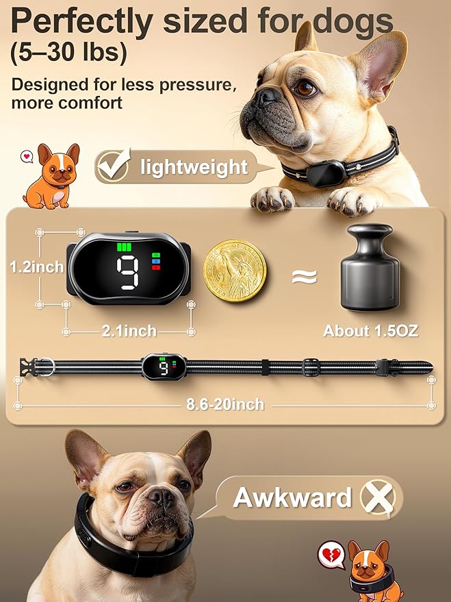 Small Shock Collar for Small Dogs(5-30Lbs), Dog Training Collar with Remote for Small & Medium Dogs, 3 Channels, Waterproof, Rechargeable, Collar with Beep, Vibration, Safe Shock,1300ft