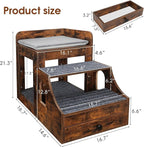 Pet Bunk Bed for Cats, Multi-Level Pet Window Perch Seat Platform with Removable Stairs and Mats for Cats and Dogs, Pet Bed Couch with Drawers for Bedside, Home, Indoor Use, Brown