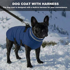 Mklhgty Large Dog Coat with Harness Built-in, Waterproof Reflective Fleece Lined - Warm Windproof Winter Jacket with Back Zipper, Cold Weather Snow Dog Coats - Blue - XL