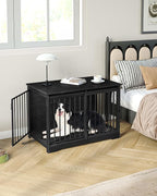 39.3" Dog Crate Furniture with Barn Door, Heavy Duty Dog Kennel Indoor with 2 Doors, Wooden Pet Cage End Table for Large Small Medium Dogs, Anti-Chew Anti-Escape, Black DFC02304B
