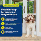 PetSafe Sliding Glass Pet Door - No-Cut DIY Install Doggy Door for Renters - Aluminum Frame - Adjustable Height 75 7/8" to 80 11/16" - Ideal for Extra Large Dogs Up to 220 lb - White