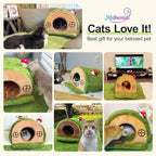 Cat Bed for Indoor Cats - Cute Cat Bed Cave, Tree Hole Cat House Tent for Kittens and Small Medium Pets with Removable Washable Cushion & Anti-Slip Bottom, Enclosed Kitten Bed Hideaway