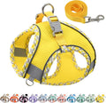 AIITLE Small Dog Harness - Breathable Double-Layer Jacquard No-Choke Vest, Durable Anti-Tear Fabric with Reflective Trim - Perfect for Running, Parties, Daily Walks (Yellow, XS)