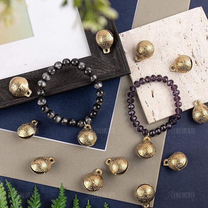 AUEAR, 100 Pieces Vintage Brass Bells 20mm Mini Jingle Bell for DIY Wind Chimes Home Decor