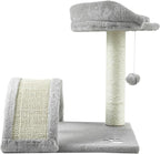 FluffyDream Cat Tree Condo with Scratching Post, Cat Tower Pet Play House with Toy, Grey, 17 Inch (43cm)