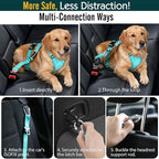 Pawaboo Breathable Dog Seat Belt Harness for Car, Adjustable Dog Safety Vest Harness with Vehicle Connector Strap, XL, Full Blue