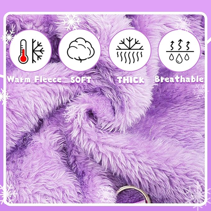 Fleece Dog Pajamas Winter Warm Dog Sweater for Small Dogs Thermal Soft Puppy Pjs Coat Stretchy Jumpsuit Doggie Pet Clothes Outfits Cat Apparel (Purple, Large)